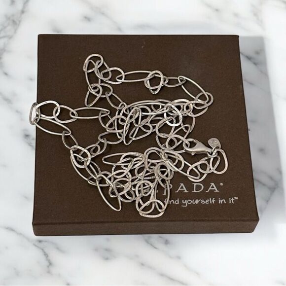 Silpada Retired N2109 “In the Loop” Necklace 31” long. Hammered Chain Links - Picture 8 of 11